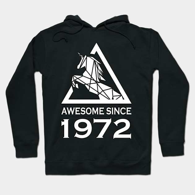 Awesome Since 1972 Unicorn Birthday Hoodie by PlimPlom